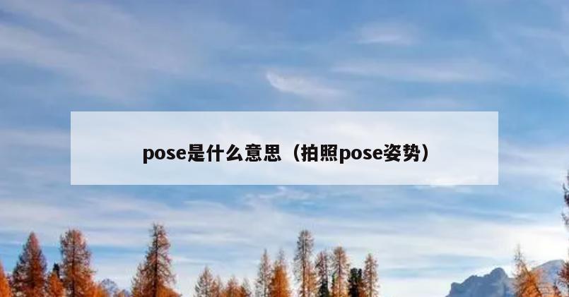 pose是什么意思（拍照pose姿势）